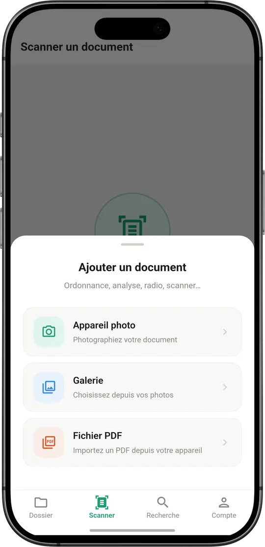 Adding a document — camera, gallery or PDF file