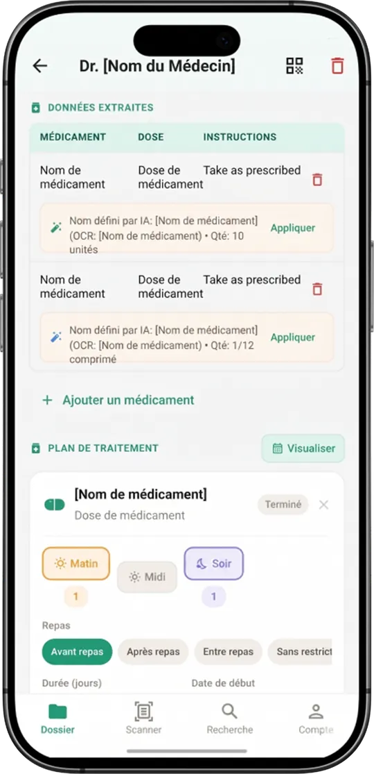 Data extracted by AI and treatment plan